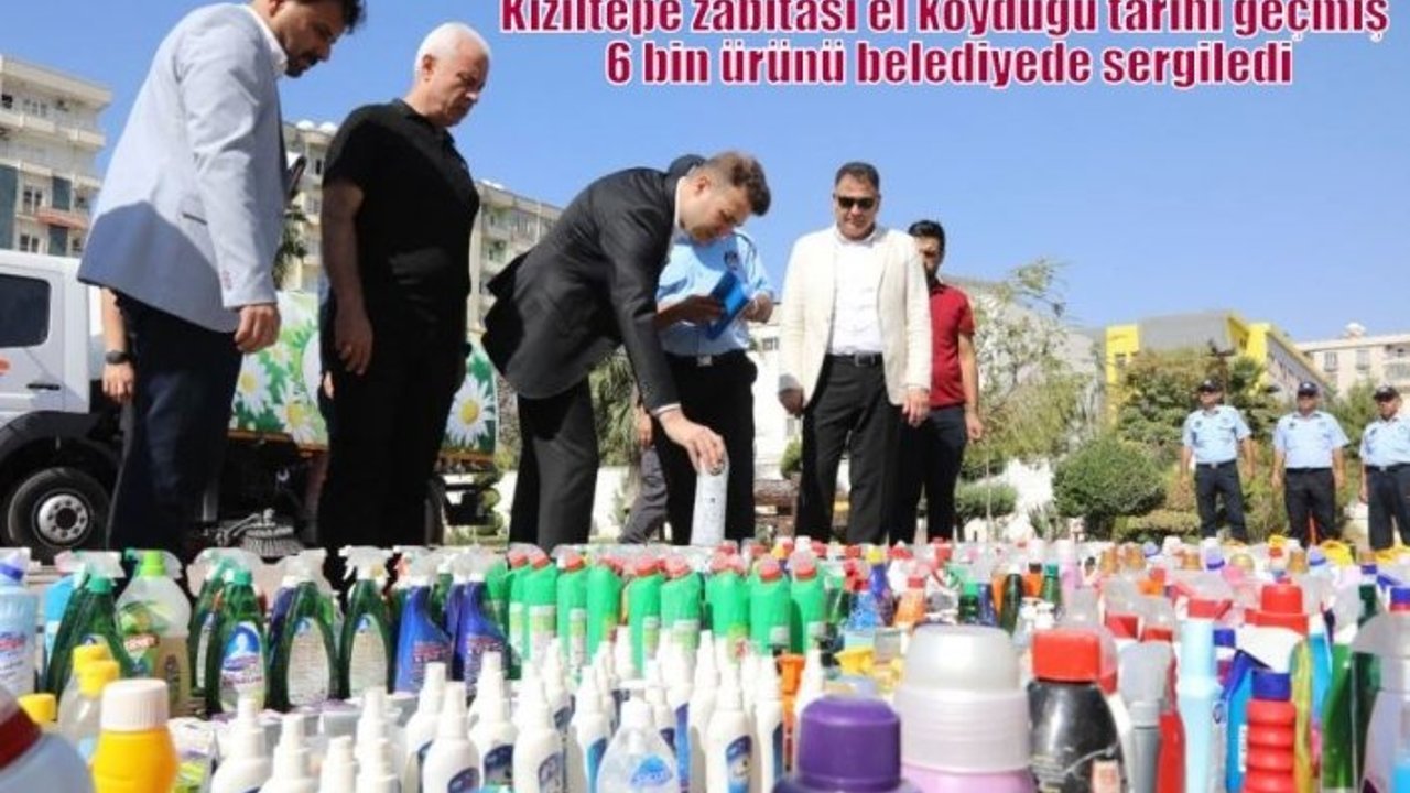 Kızıltepe zabıtası el koyduğu tarihi geçmiş 6 bin ürünü belediyede sergiledi