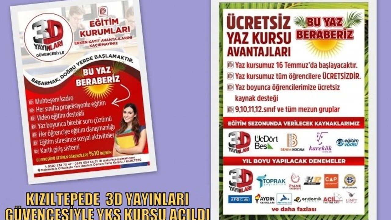 KIZILTEPEDE     3D YAYINLARI GÜVENCESİYLE YKS KURSU AÇILDI
