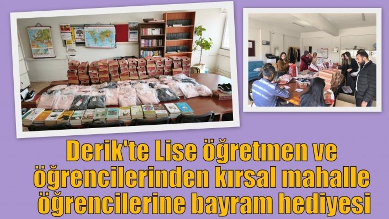 Derik'te Lise öğretmen ve öğrencilerinden kırsal mahalle öğrencilerine bayram hediyesi