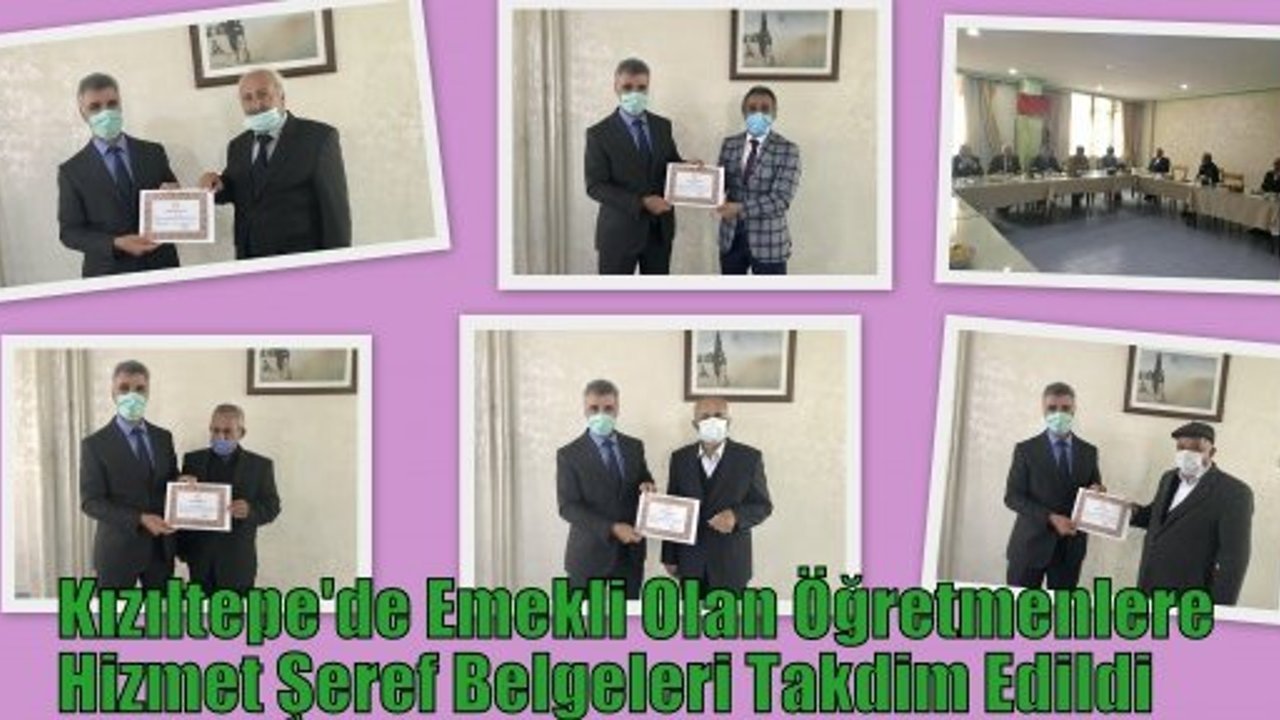 Kızıltepe'de Emekli Olan Öğretmenlere Hizmet Şeref Belgeleri Takdim Edildi