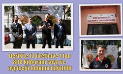 Derik'te 13 üreticiye 1 ton 800 kilogram soya ve ayçiçeği tohumu dağıtıldı