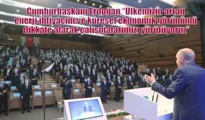 Cumhurbaşkanı Erdoğan,“Ülkemizin artan enerji ihtiyacını ve küresel ekonomik görünümü dikkate alarak çalışmalarımızı yürütüyoruz”