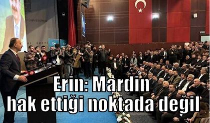 Erin: Mardin hak ettiği noktada değil