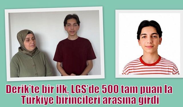Derik’te bir ilk, LGS’de 500 tam puan la Türkiye birincileri arasına girdi