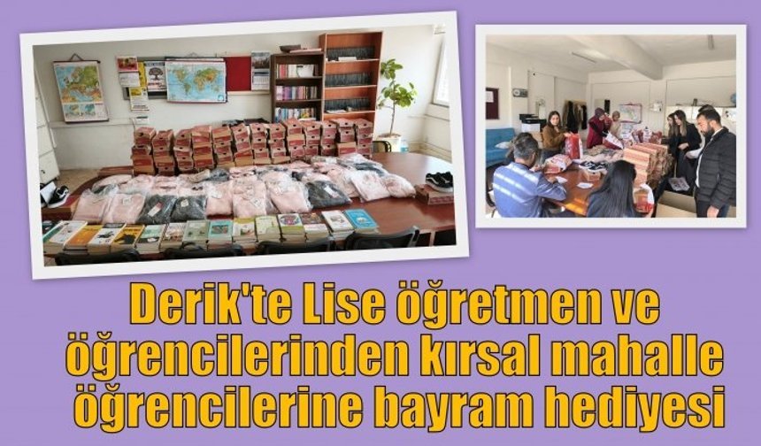 Derik'te Lise öğretmen ve öğrencilerinden kırsal mahalle öğrencilerine bayram hediyesi