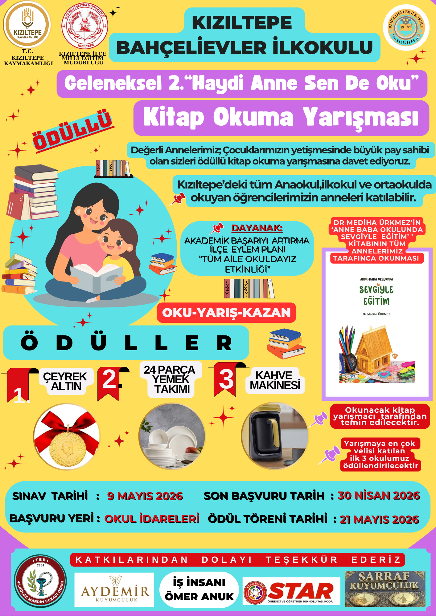 Kiziltepe Bahçelievler Ilkokulu Kitap Okuma Yarisma 2026 Afişi 1 Kopya