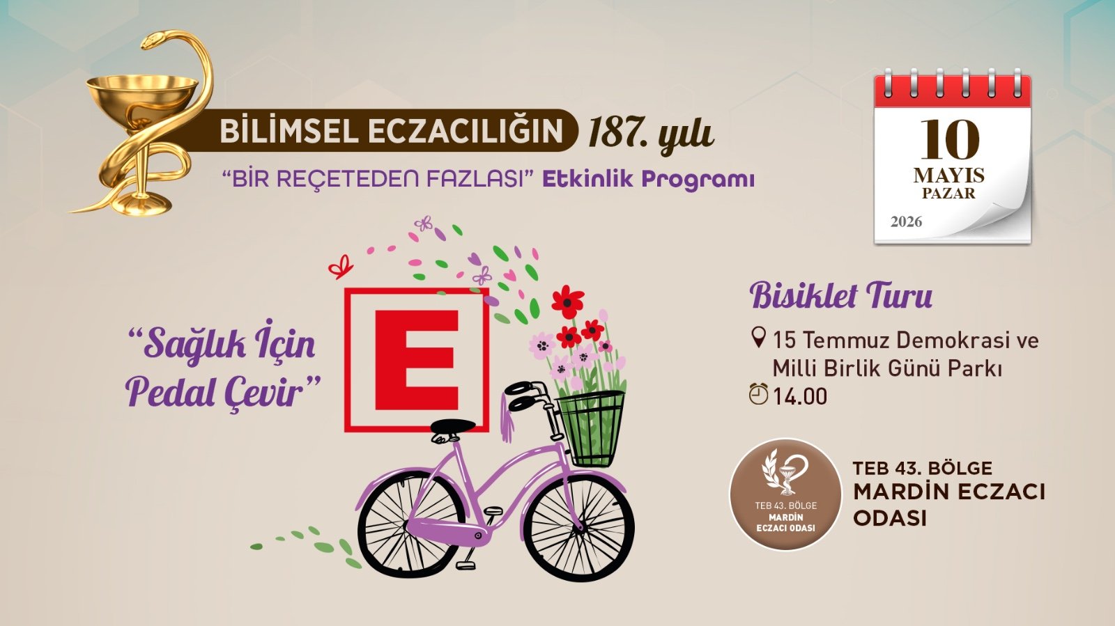 Eczacılar Günü’nde “Sağlık İçin Pedal Çevir” Etkinliği Düzenlenecek